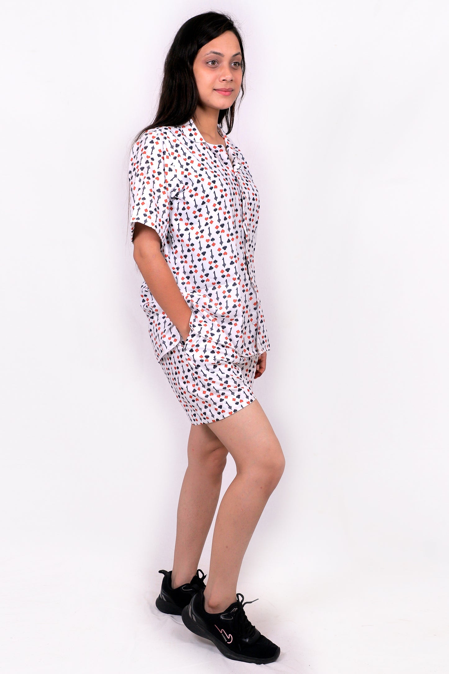 Women Casual Cord Set – Comfortable Summer Co-Ord Outfit white printed
