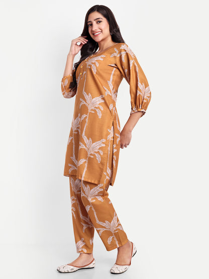 Elegant Women Co-ord Set – Stylish Matching Top & Bottom Outfit for Casual & Party Wear brown