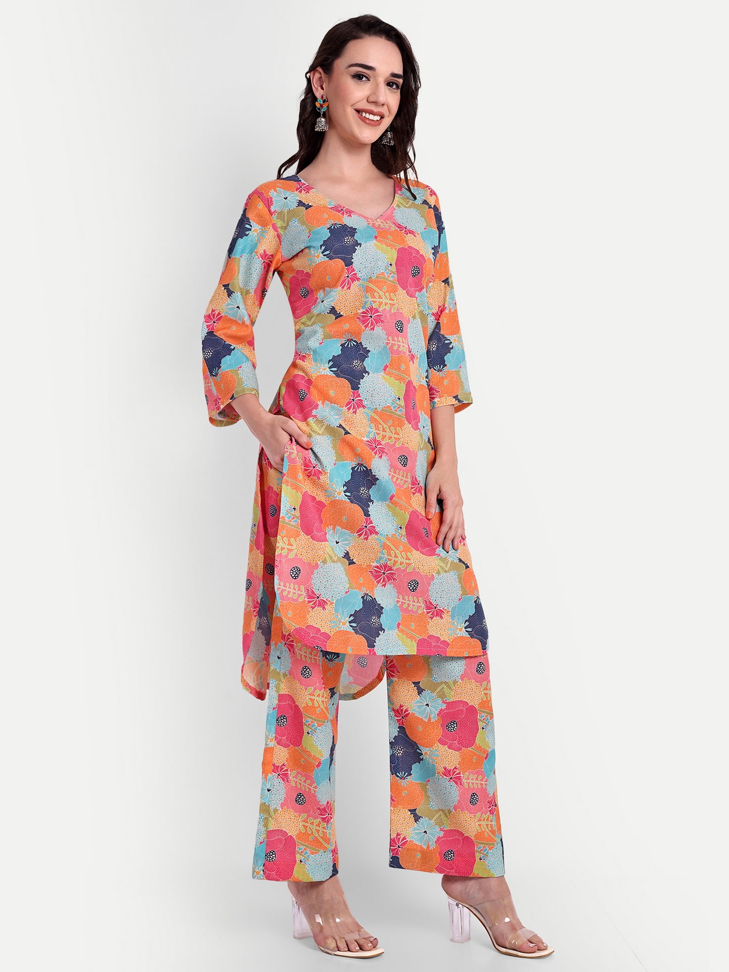 Elegant Women Co-ord Set – Stylish Matching Top & Bottom Outfit for Casual & Party Wear multicolor