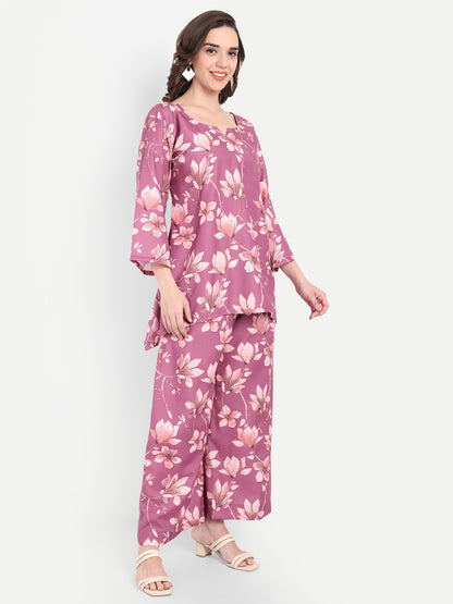 Elegant Women Co-ord Set – Stylish Matching Top & Bottom Outfit for Casual & Party Wear lavender