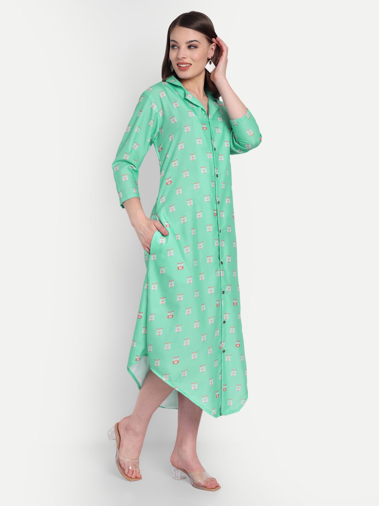 Women Ethnic Kurti – Long Kurti for Festive & Casual Wear mint green