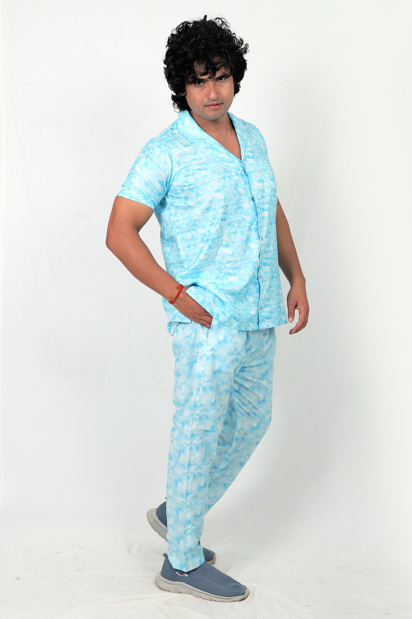 Men’s Co-Ord Set – Trendy T-Shirt & Bottom Wear Combo sky blue