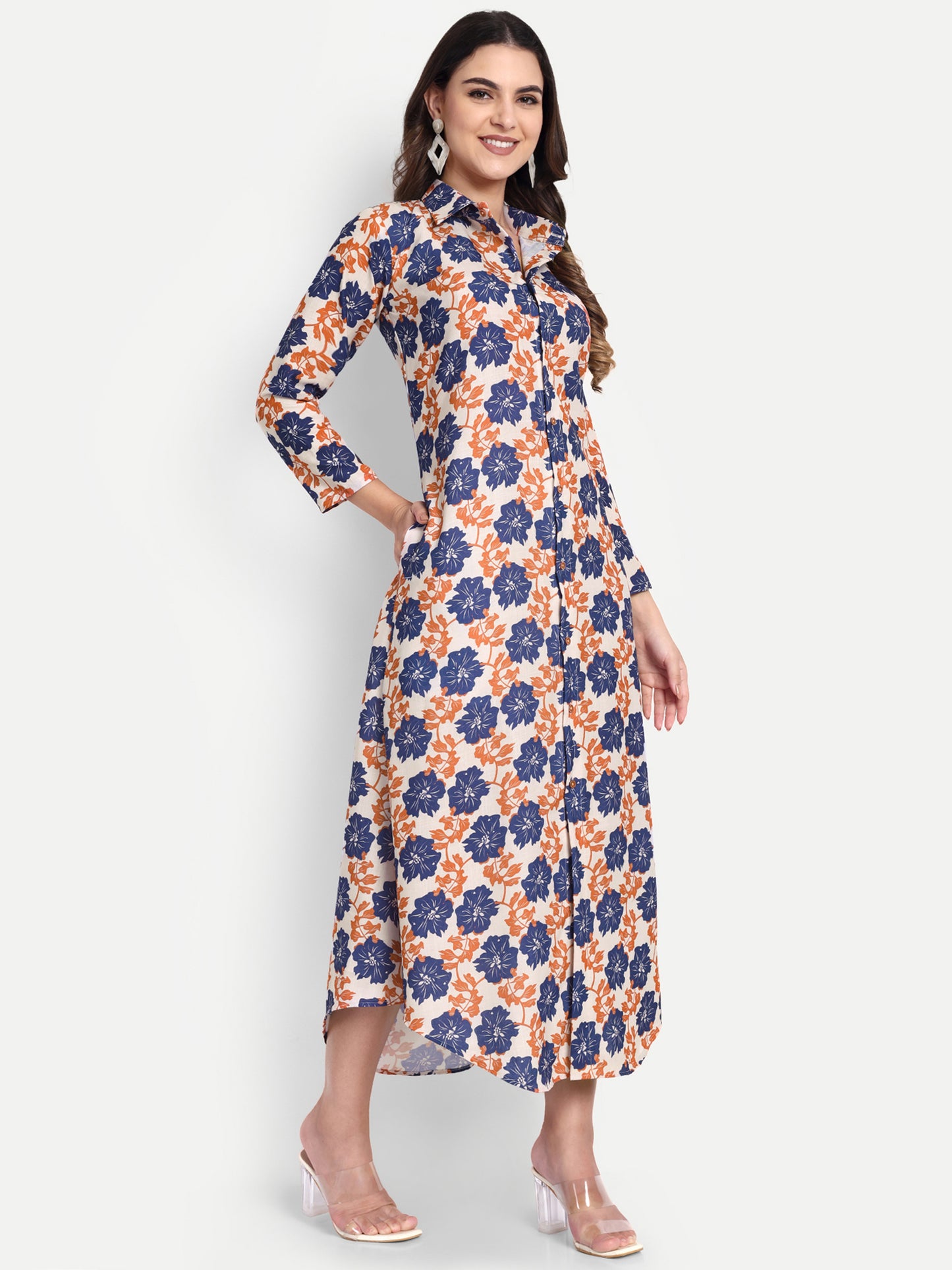 Women Ethnic Kurti – Long Kurti for Festive & Casual Wear navy blue