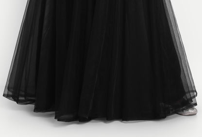 Elegant Women Net Fit & Flare Maxi Dress – Layered Tulle Party & Evening Gown black