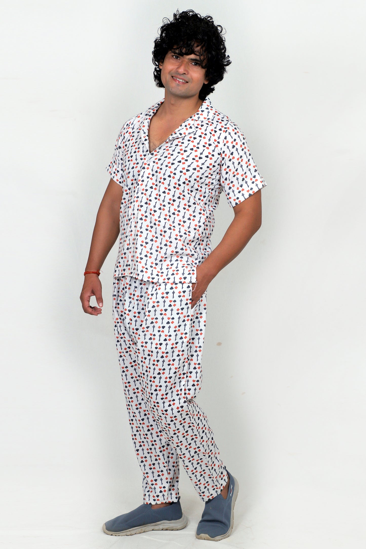 Men’s Co-Ord Set – Trendy T-Shirt & Bottom Wear Combo crisp white