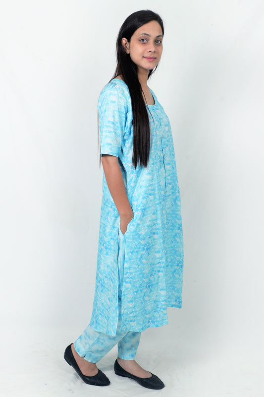 Women Ethnic Kurti – Long Kurti for Festive & Casual Wear blue