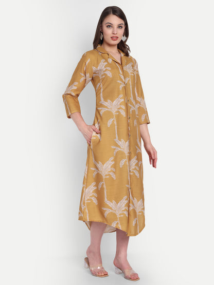 Womens Ethnic Kurti – Long Kurti for Festive & Casual Wear mustard yellow