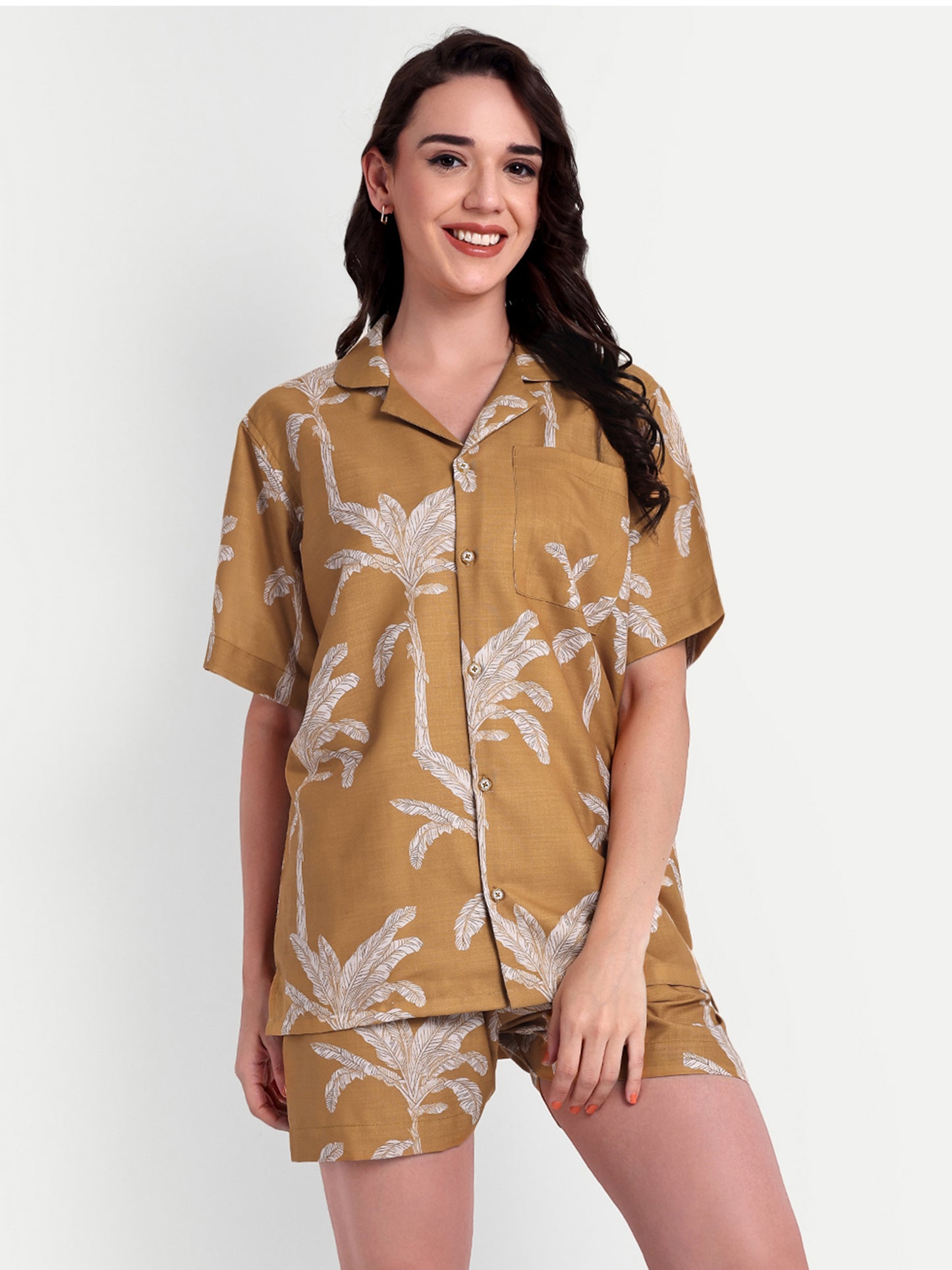 Women Casual Cord Set – Comfortable Summer Co-Ord Outfit brown