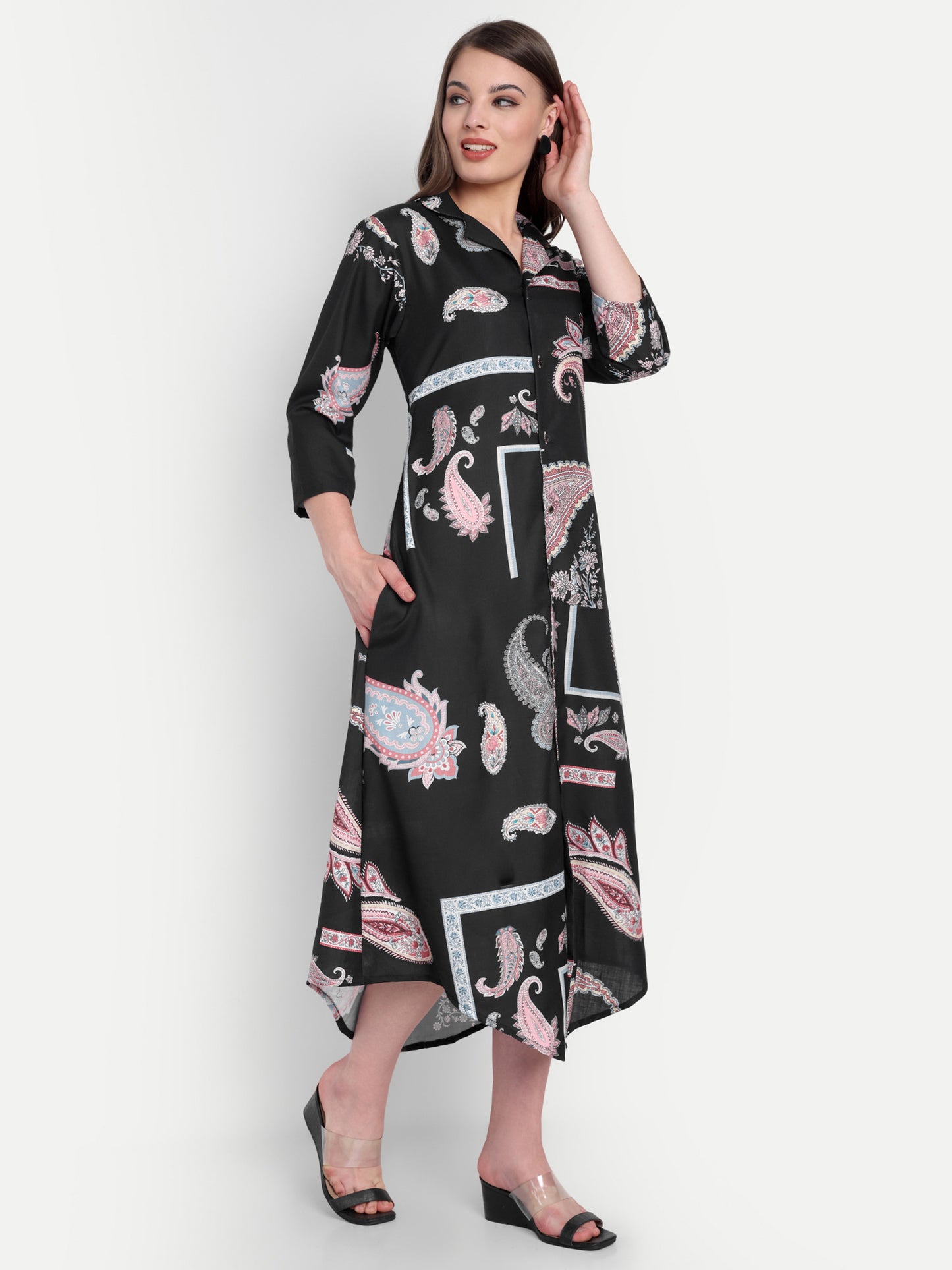 Women Ethnic Kurti – Long Kurti for Festive & Casual Wear black