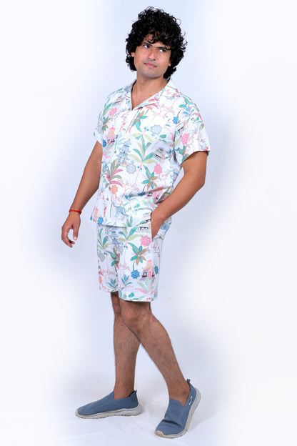 Men’s Co-Ord Set – Trendy T-Shirt & Bottom Wear Combo off white