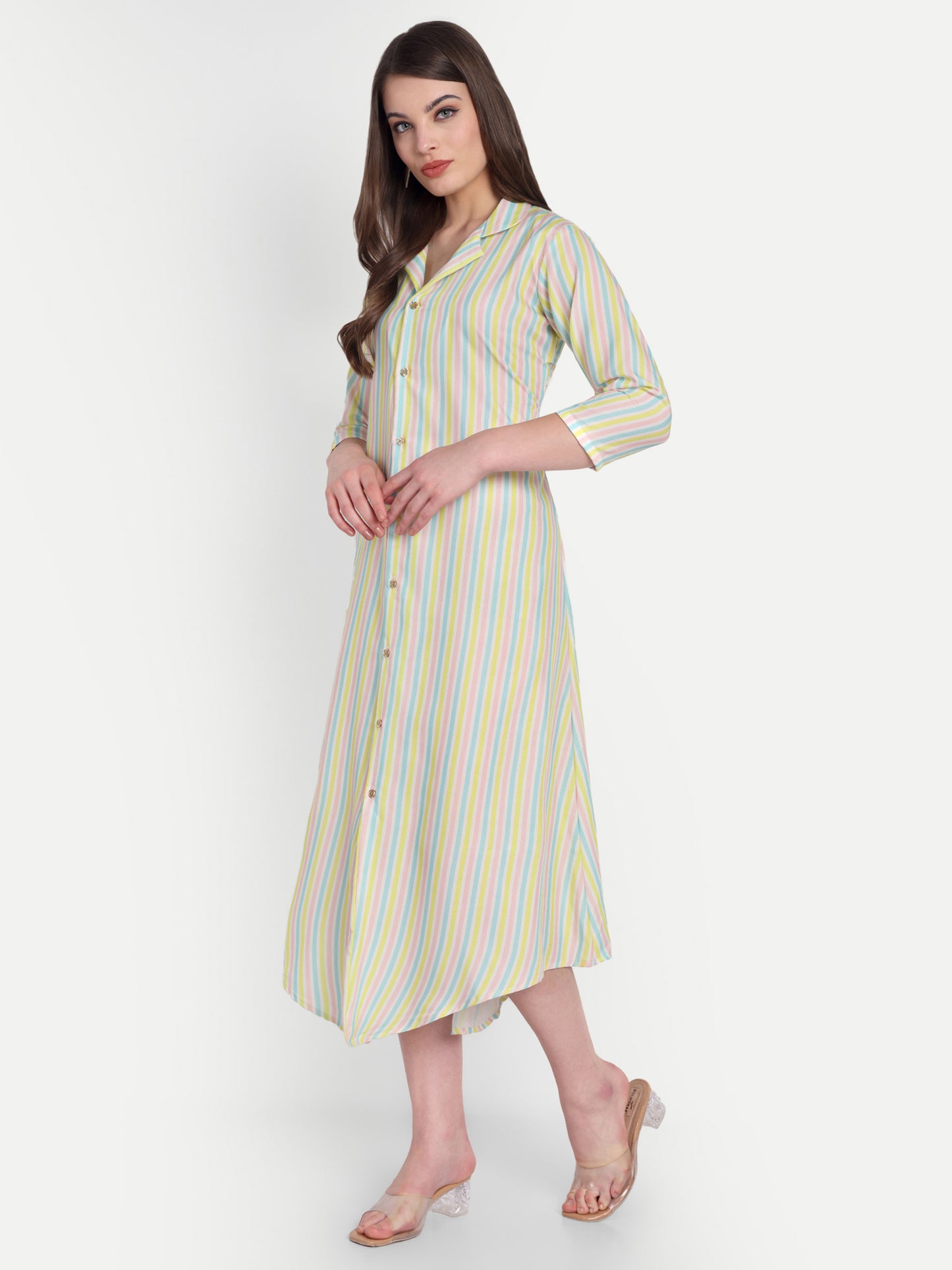 Women Ethnic Kurti – Long Kurti for Festive & Casual Wear lemon yellow