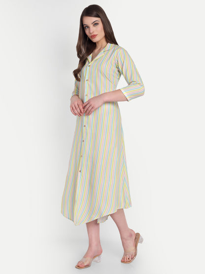 Women Ethnic Kurti – Long Kurti for Festive & Casual Wear lemon yellow