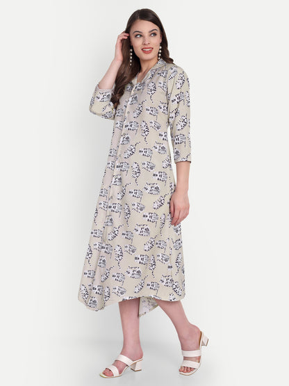 Women Ethnic Kurti – Long Kurti for Festive & Casual Wear beige