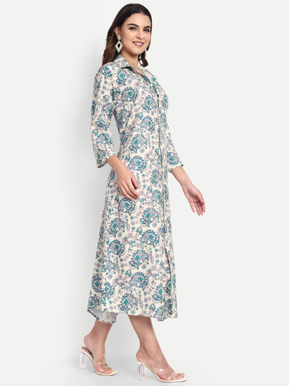 Women Ethnic Kurti – Long Kurti for Festive & Casual Wear off white