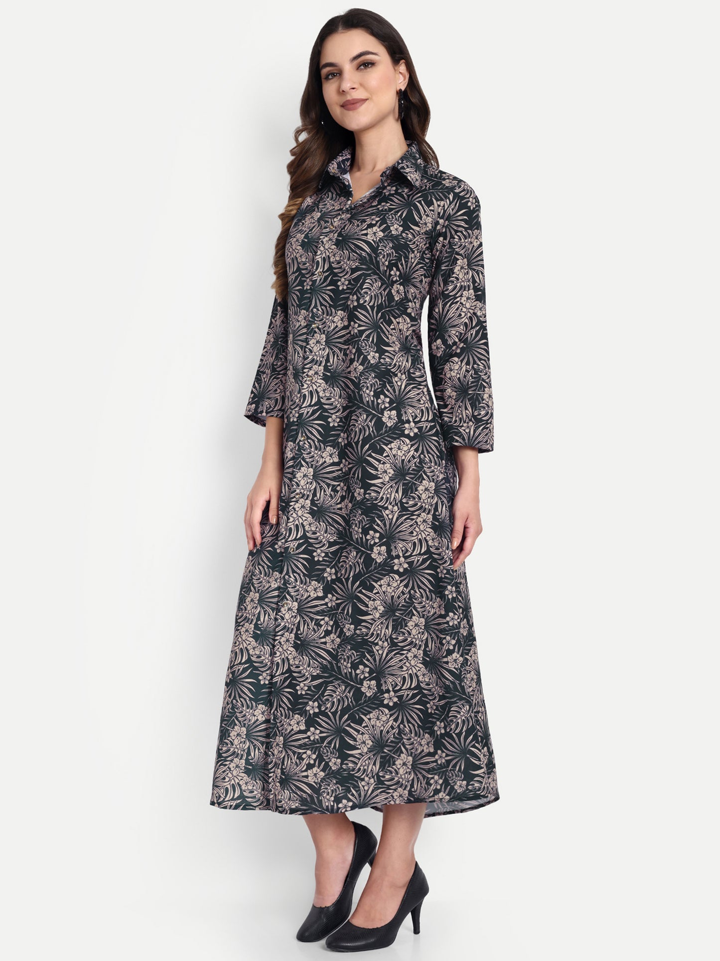 Women Ethnic Kurti – Long Kurti for Festive & Casual Wear forest green