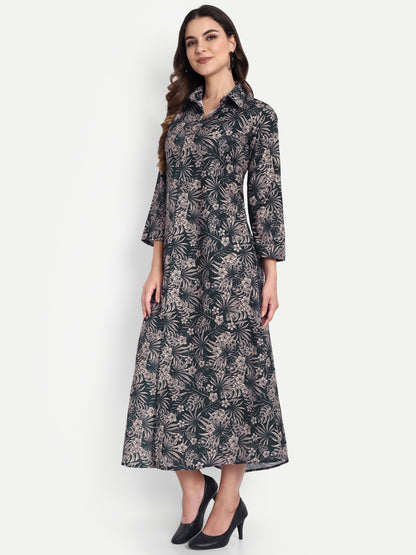 Women Ethnic Kurti – Long Kurti for Festive & Casual Wear forest green
