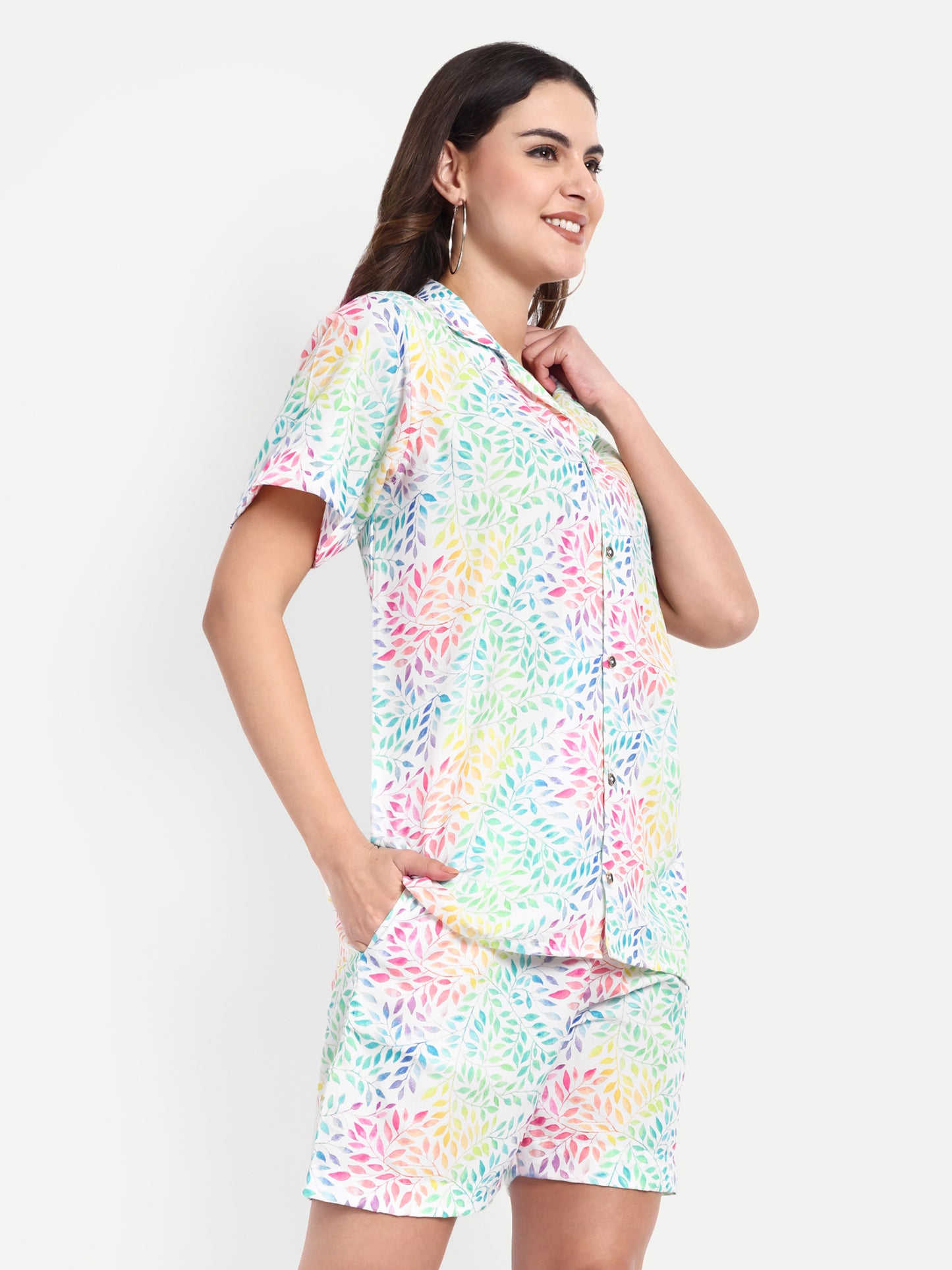 Women Casual Cord Set – Comfortable Summer Co-Ord Outfit white printed