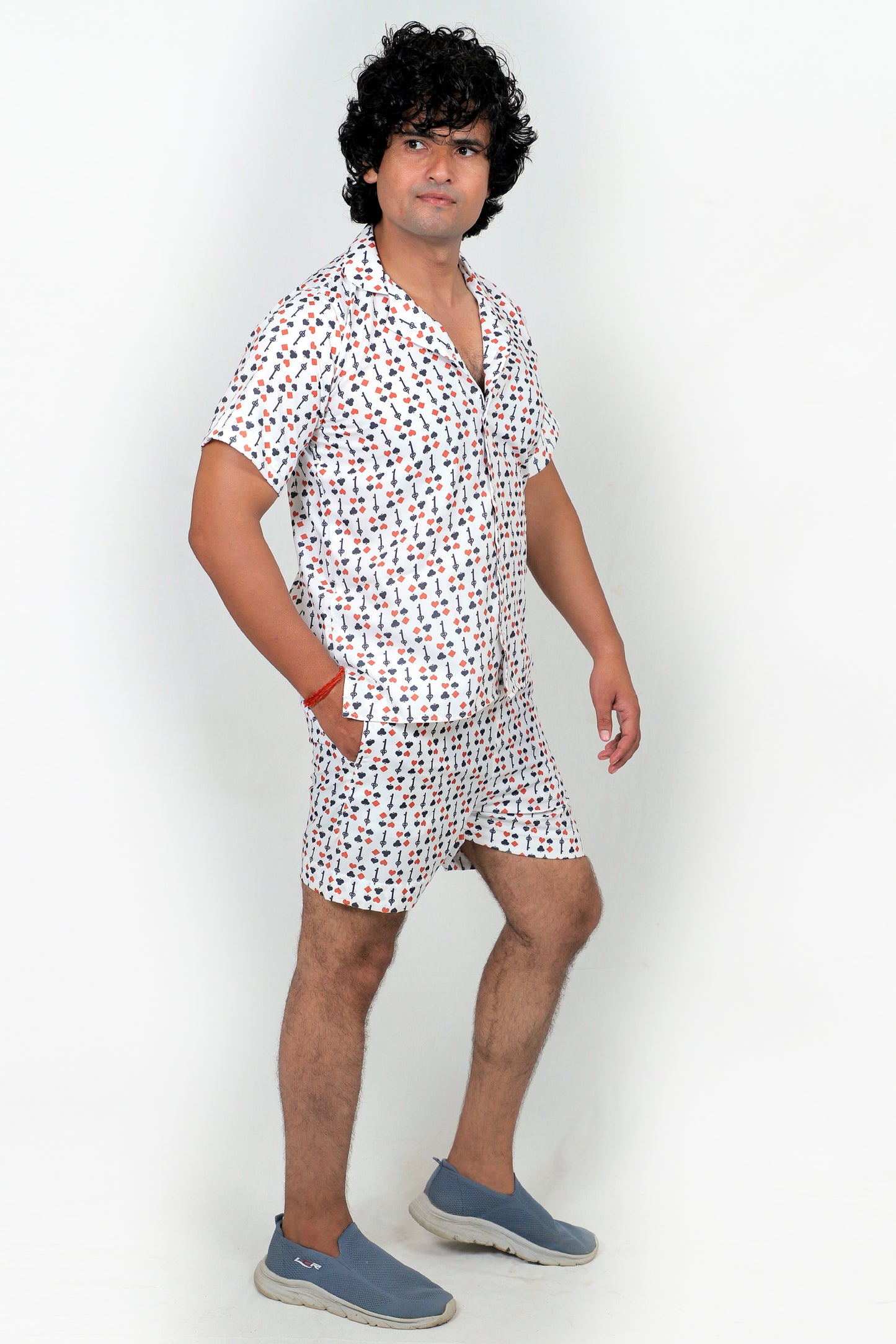 Men’s Co-Ord Set – Trendy T-Shirt & Bottom Wear Combo white printed