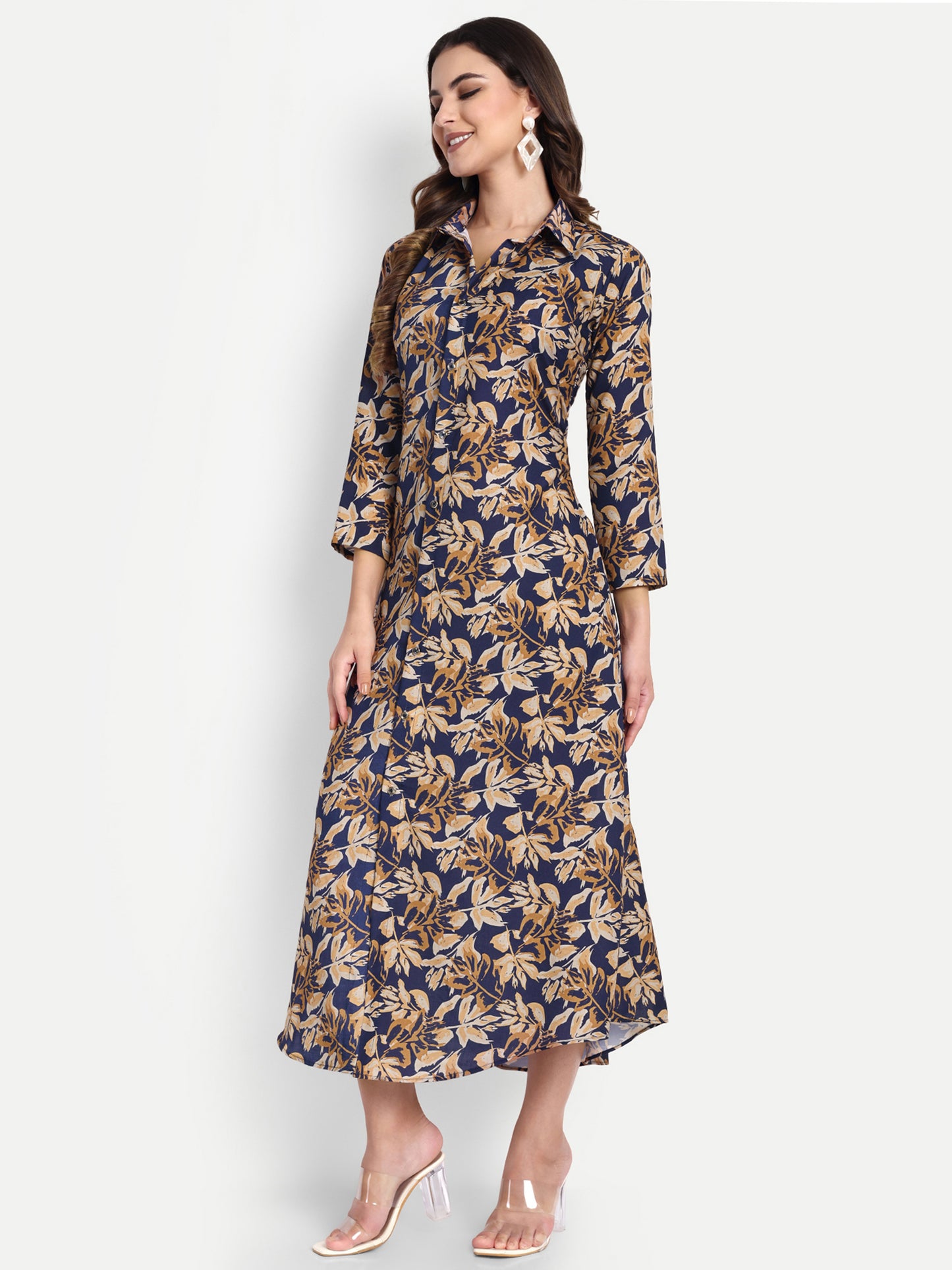 Women Ethnic Kurti – Long Kurti for Festive & Casual Wear navy blue