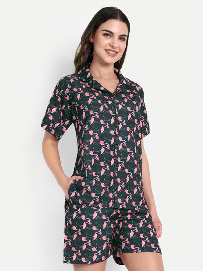Women Casual Cord Set – Comfortable Summer Co-Ord Outfit vibrant pink and floral print