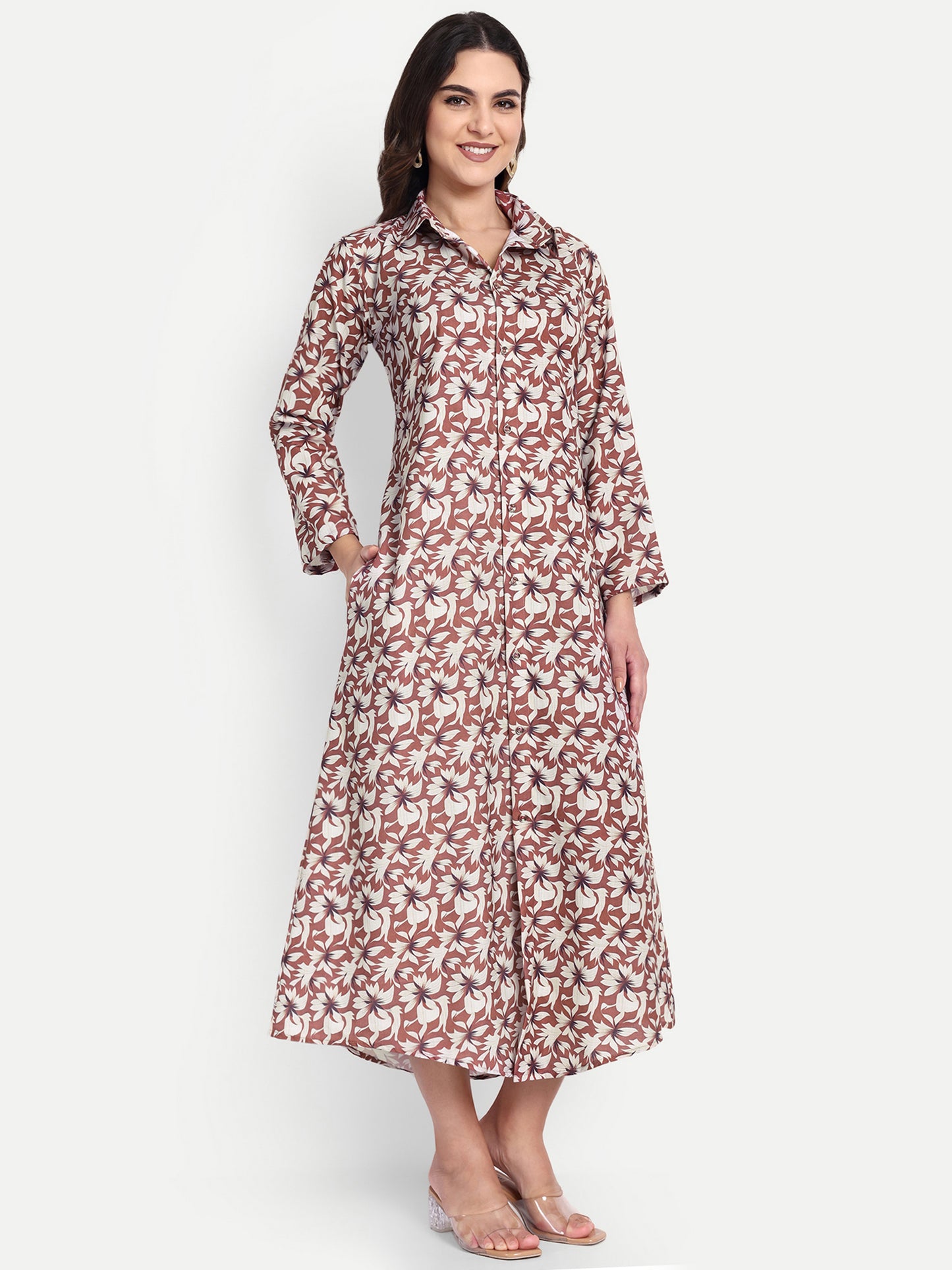 Women Ethnic Kurti – Long Kurti for Festive & Casual Wear muted rust