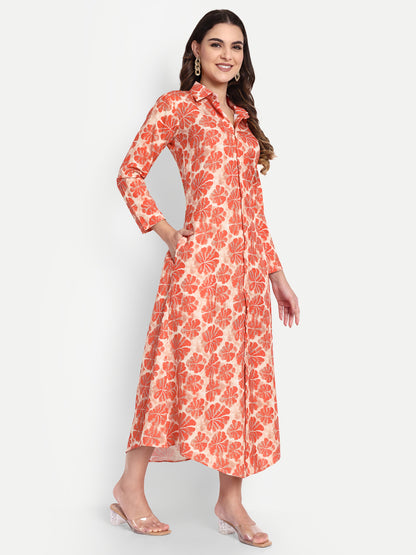 Women Ethnic Kurti – Long Kurti for Festive & Casual Wear Rust