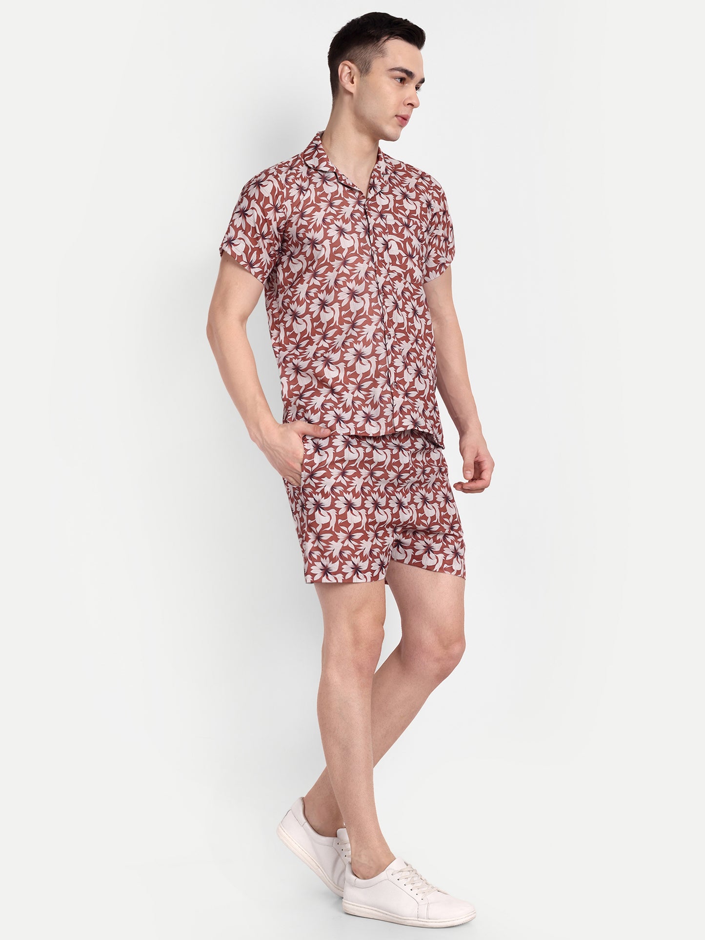 Men’s Co-Ord Set – Trendy T-Shirt & Bottom Wear Combo rust