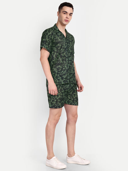 Men’s Co-Ord Set – Trendy T-Shirt & Bottom Wear Combo green print