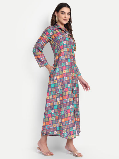 Women Ethnic Kurti – Long Kurti for Festive & Casual Wear multicolor