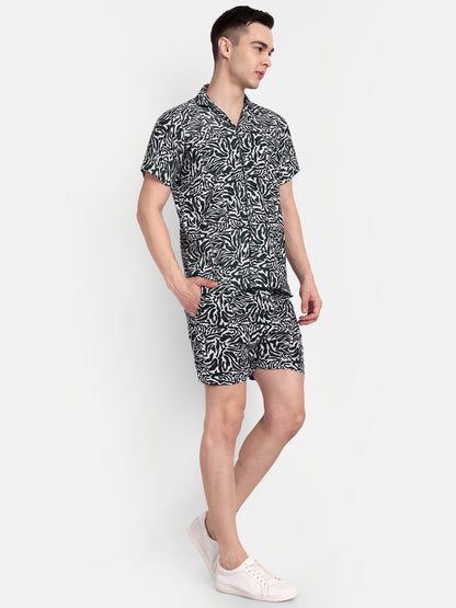 Men’s Co-Ord Set – Trendy T-Shirt & Bottom Wear Combo black printed