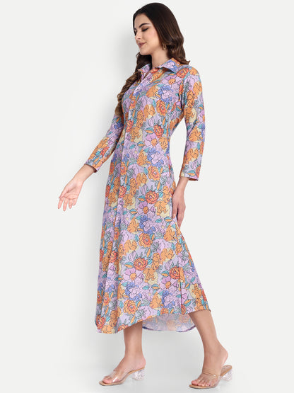 Women Ethnic Kurti – Long Kurti for Festive & Casual Wear purple