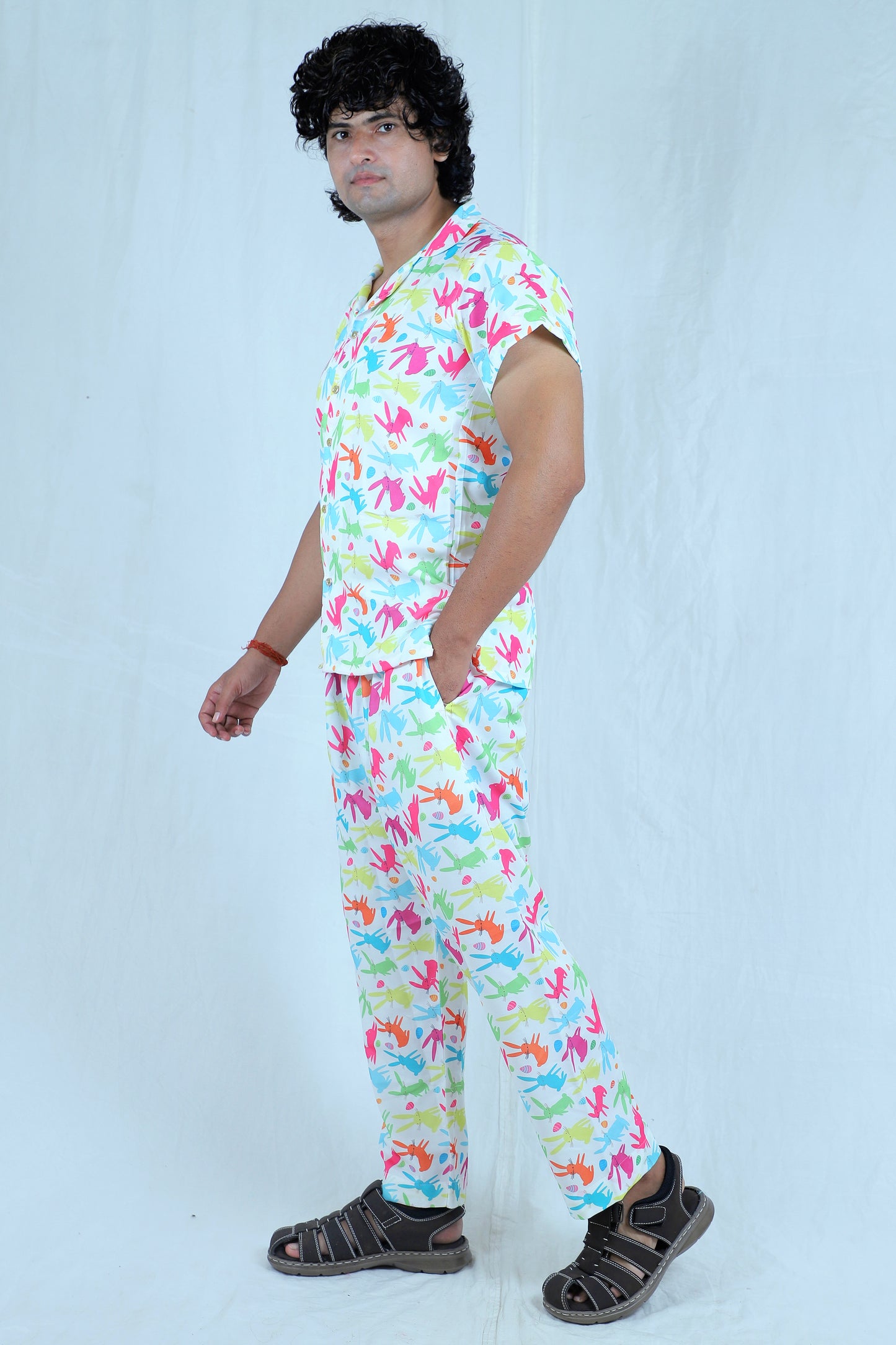 Men’s Co-Ord Set – Trendy T-Shirt & Bottom Wear Combo seafoam green and white