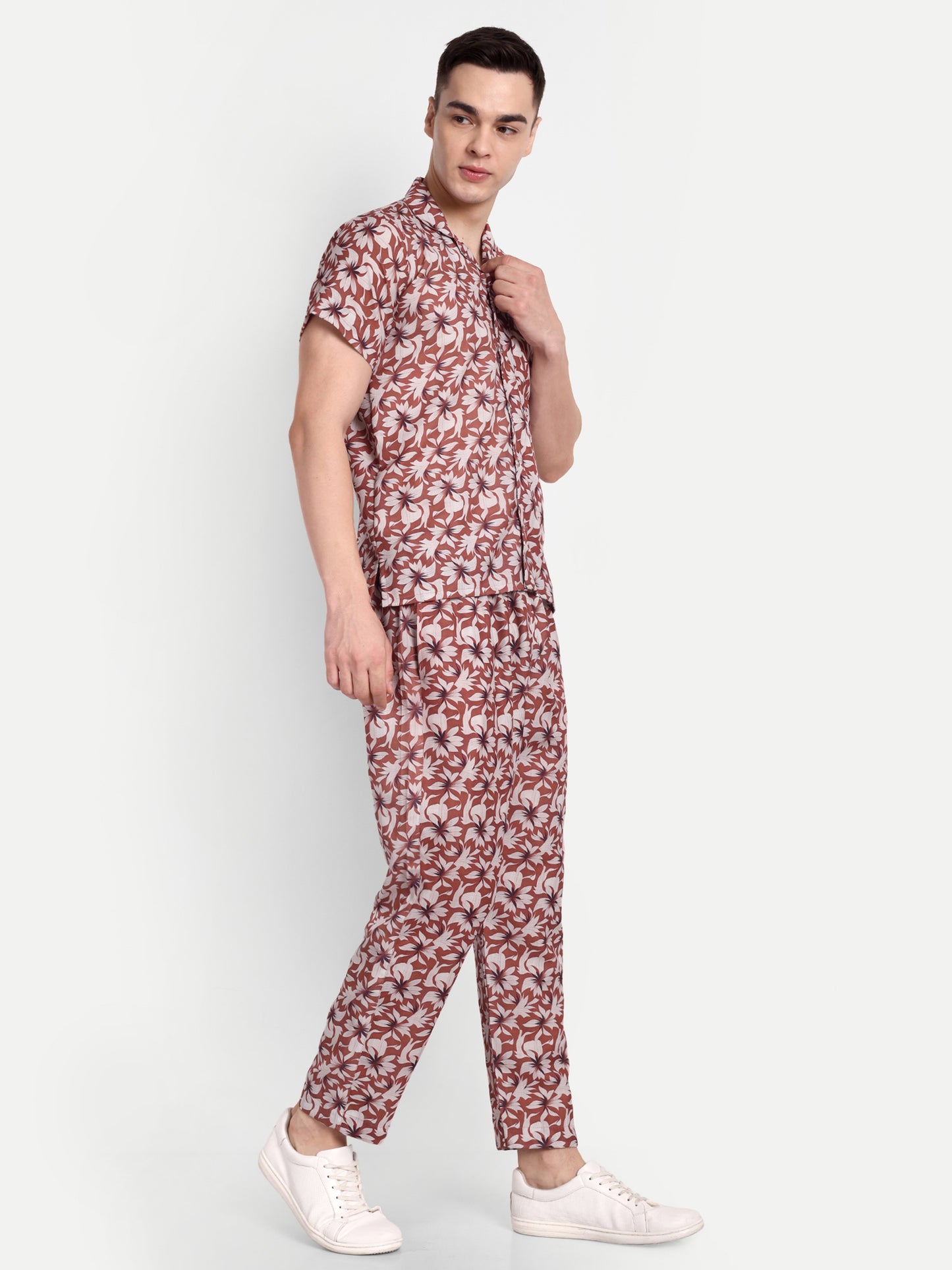 Men’s Co-Ord Set – Trendy T-Shirt & Bottom Wear Combo rust