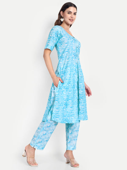 Elegant Women Co-ord Set – Stylish Matching Top & Bottom Outfit for Casual & Party Wear  sky blue