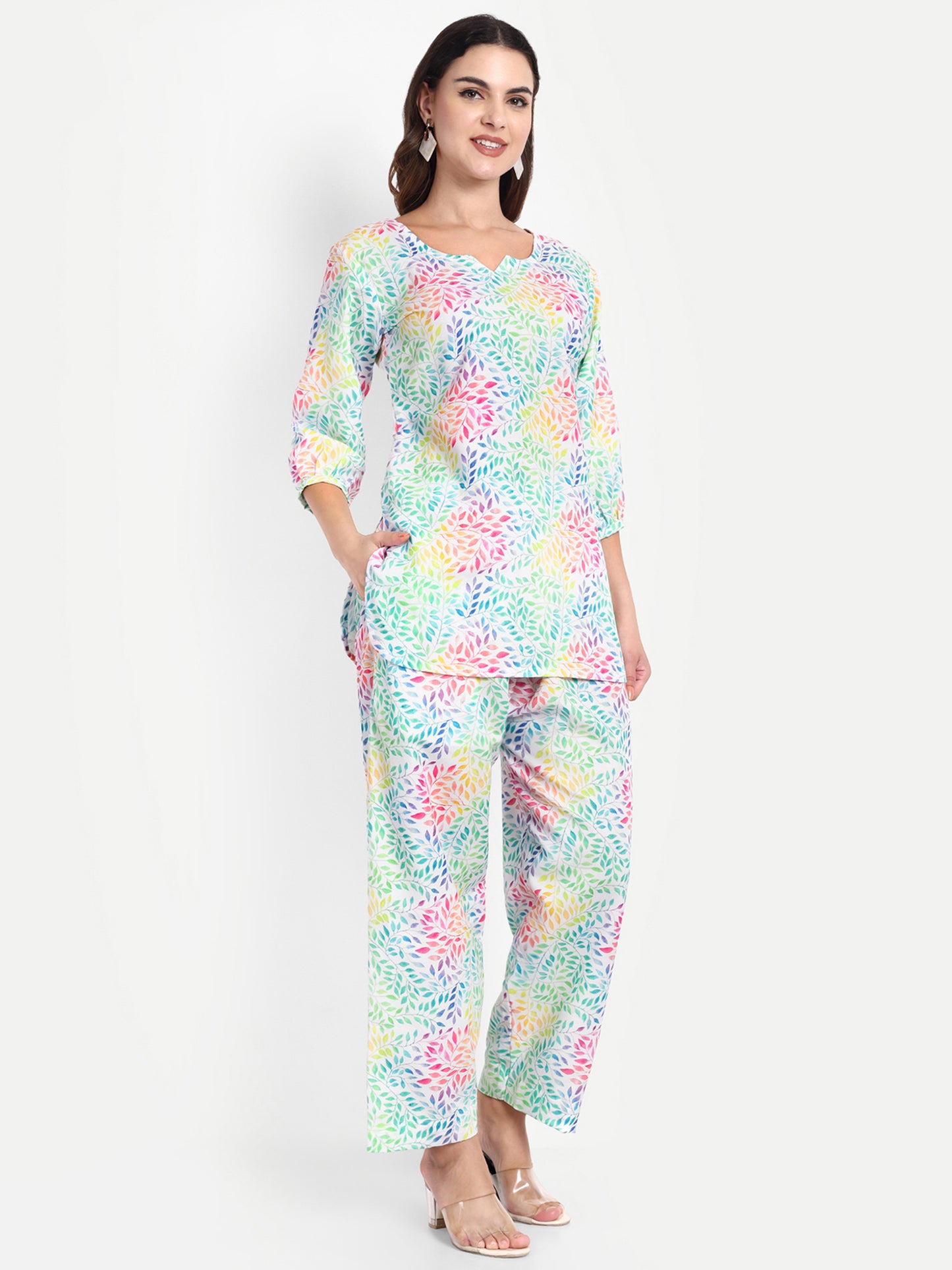Elegant Women Co-ord Set – Stylish Matching Top & Bottom Outfit for Casual & Party Wear multicolor