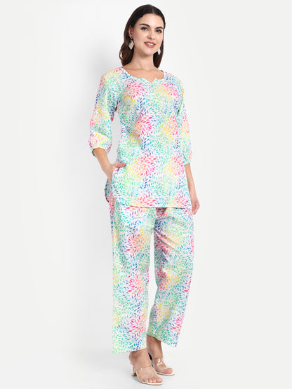 Elegant Women Co-ord Set – Stylish Matching Top & Bottom Outfit for Casual & Party Wear multicolor