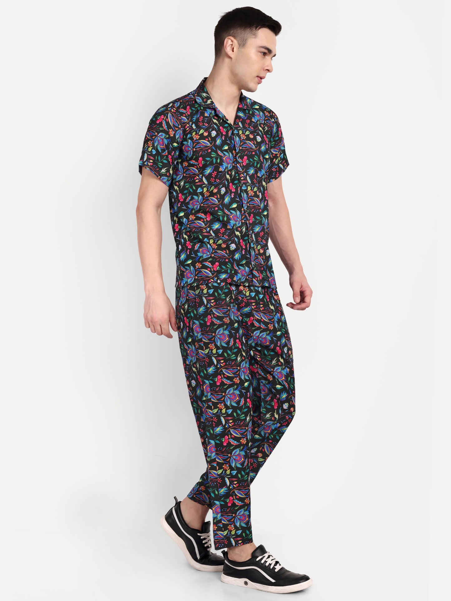 Men’s Co-Ord Set – Trendy T-Shirt & Bottom Wear Combo black neon