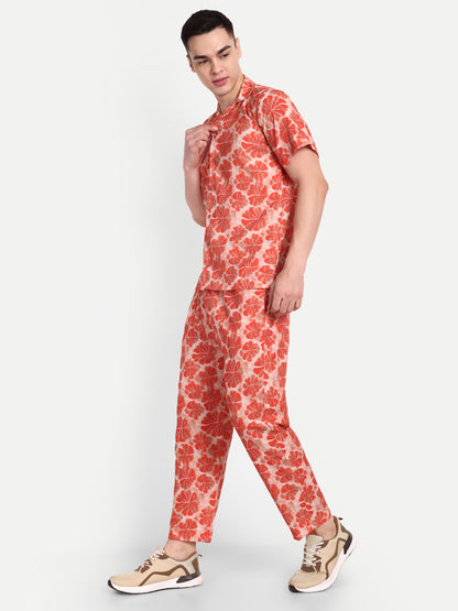 Men’s Co-Ord Set – Trendy T-Shirt & Bottom Wear Combo rust