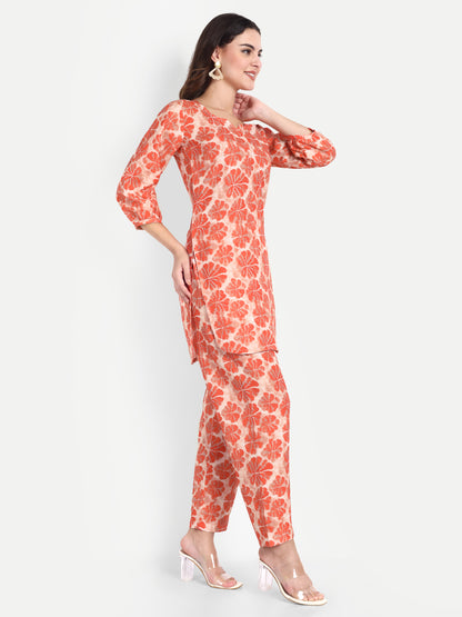 Elegant Women Co-ord Set – Stylish Matching Top & Bottom Outfit for Casual & Party Wear rust