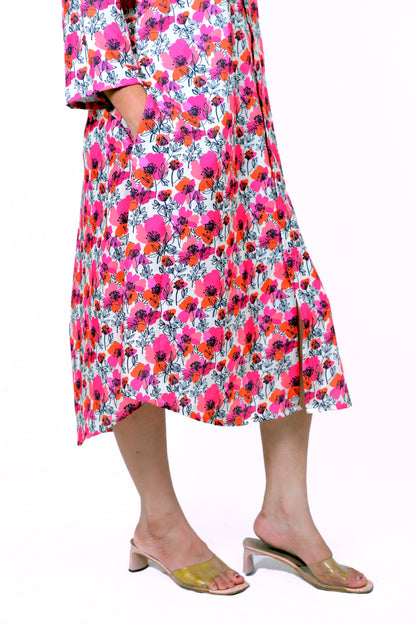 Women Ethnic Kurti – Long Kurti for Festive & Casual Wear hot pink