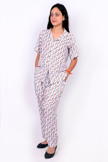 Elegant Women Co-ord Set – Stylish Matching Top & Bottom Outfit for Casual & Party Wear white
