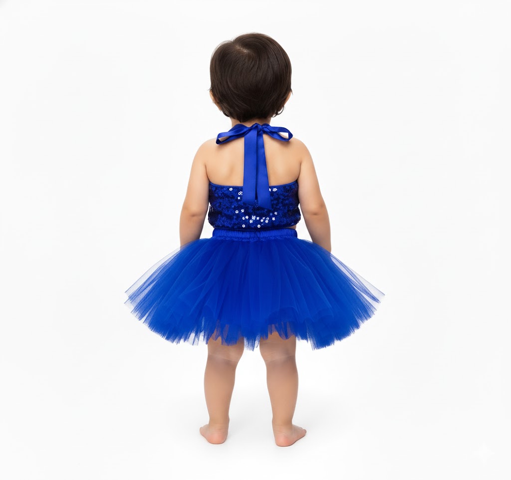 Baby Girl Dress Set – Trendy Top & Skirt for Little Girls blue