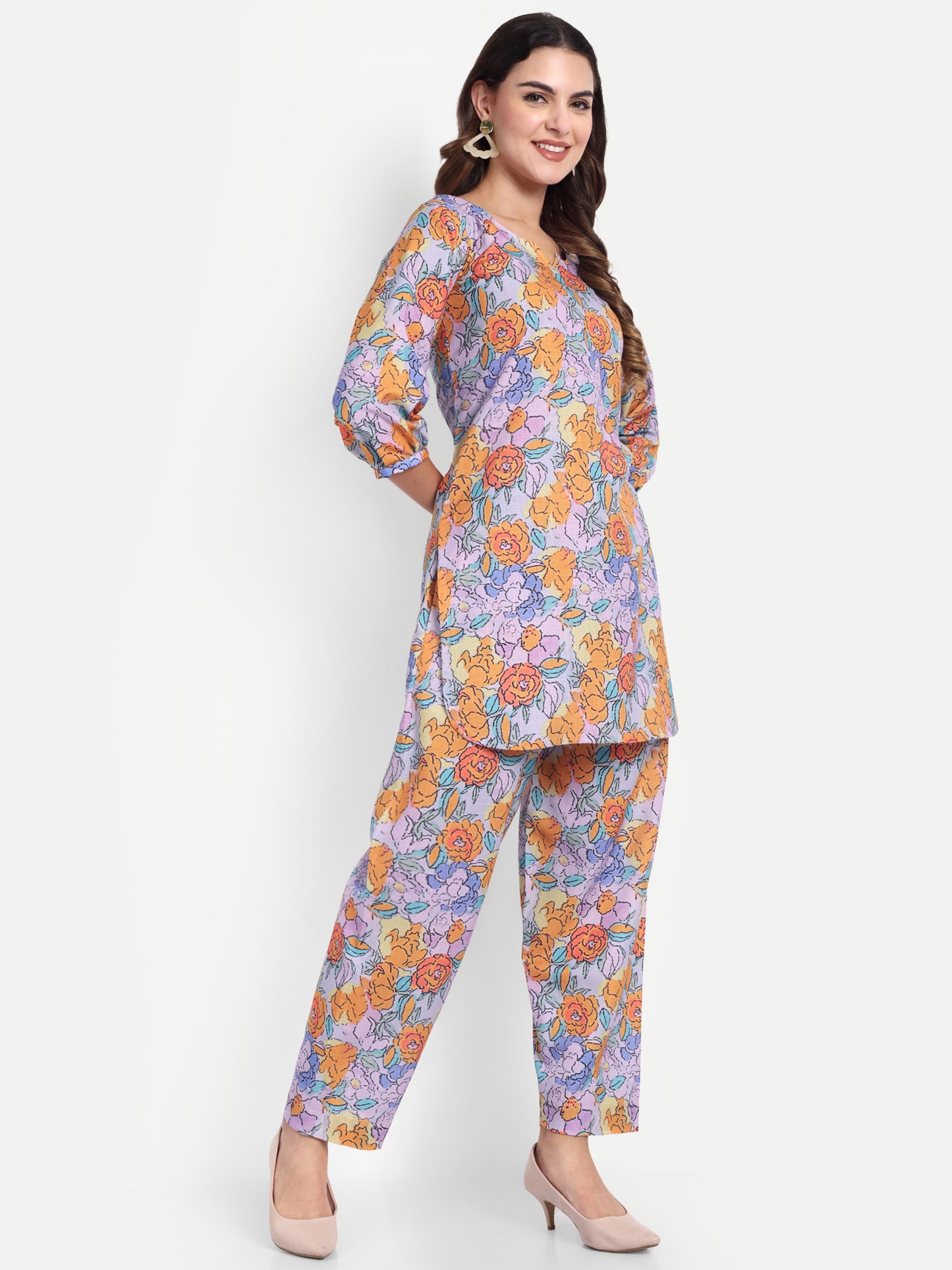 Elegant Women Co-ord Set – Stylish Matching Top & Bottom Outfit for Casual & Party Wear lavender