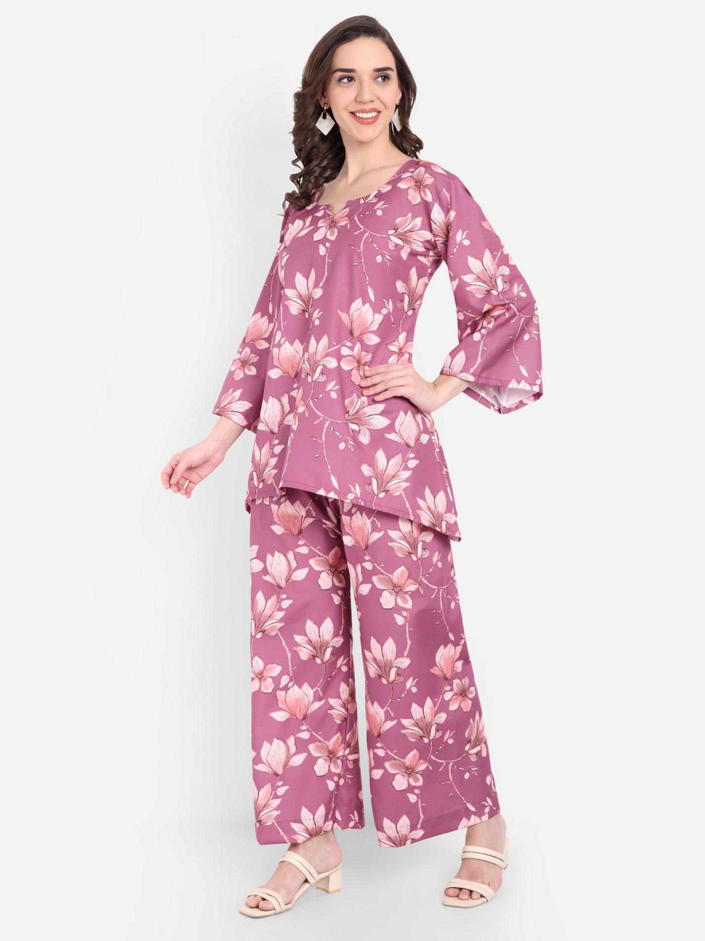Elegant Women Co-ord Set – Stylish Matching Top & Bottom Outfit for Casual & Party Wear lavender