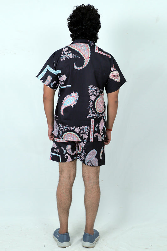 Men’s Co-Ord Set – Trendy T-Shirt & Bottom Wear Combo balck