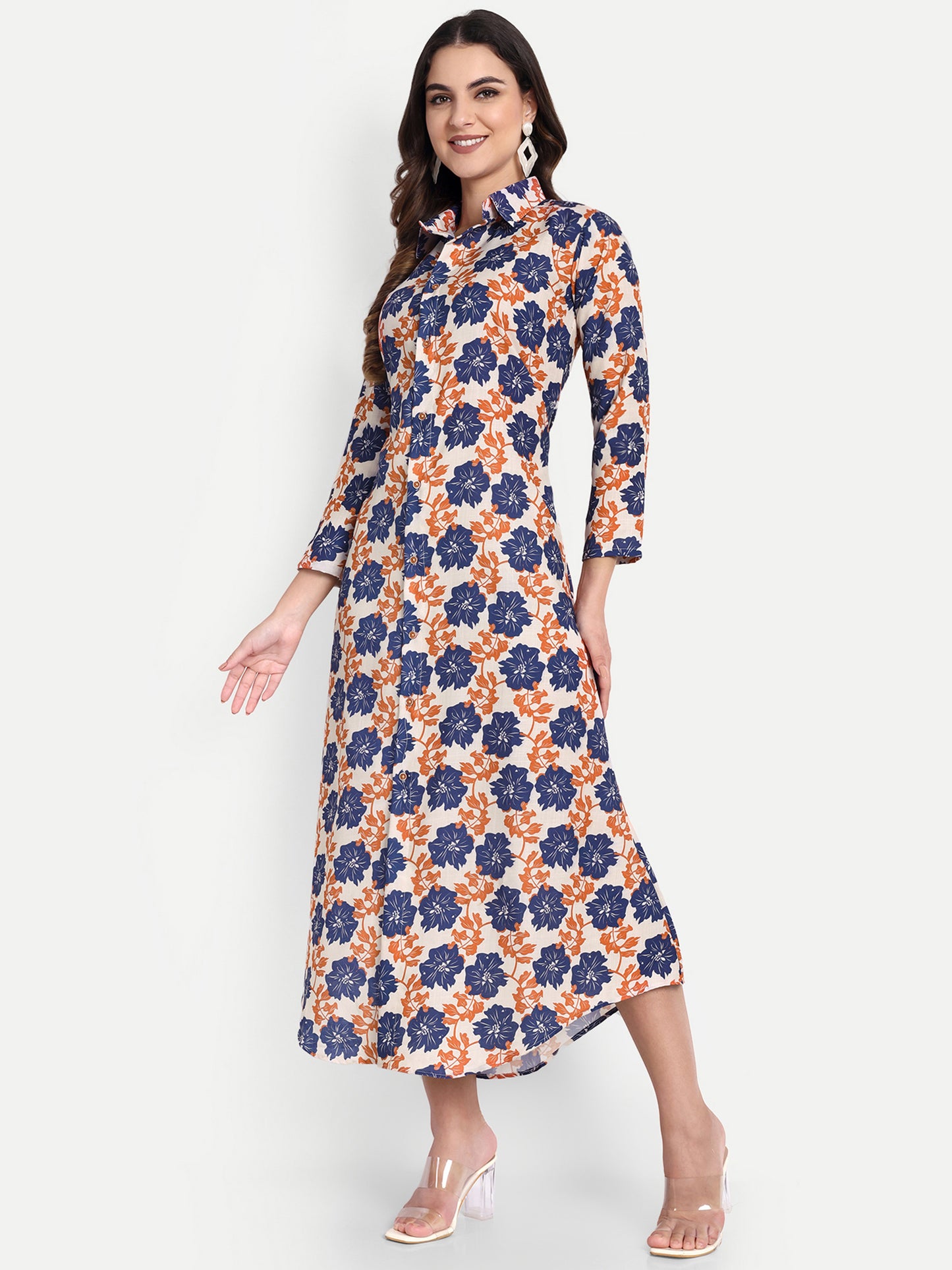 Women Ethnic Kurti – Long Kurti for Festive & Casual Wear navy blue