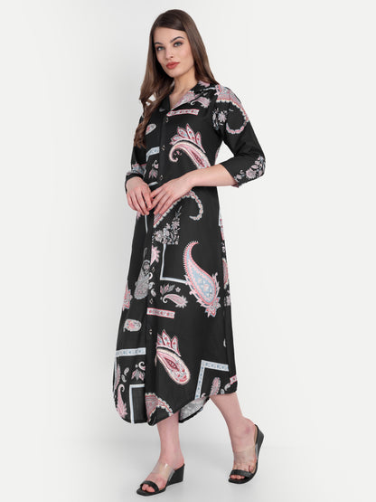 Women Ethnic Kurti – Long Kurti for Festive & Casual Wear black
