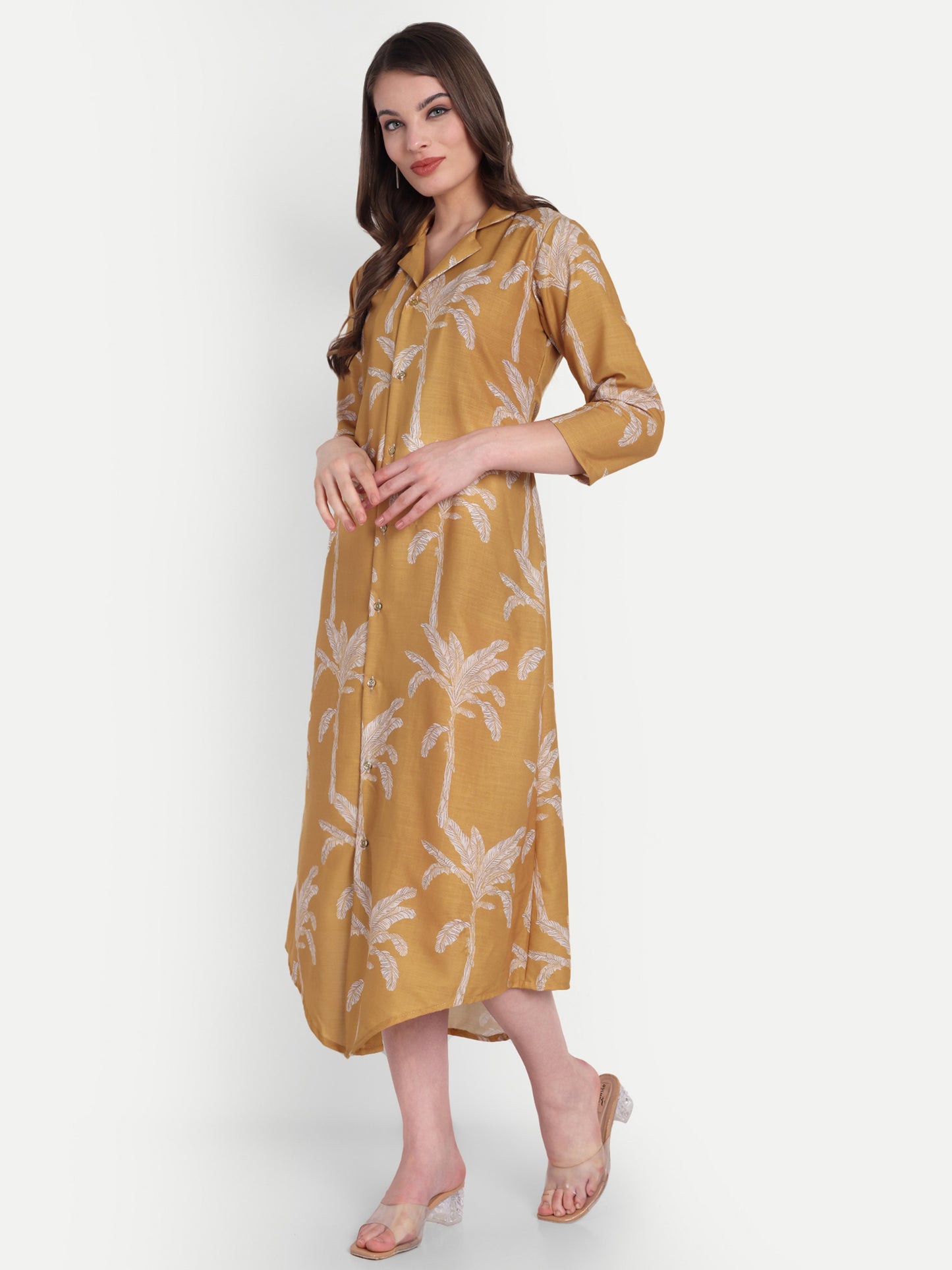 Womens Ethnic Kurti – Long Kurti for Festive & Casual Wear mustard yellow