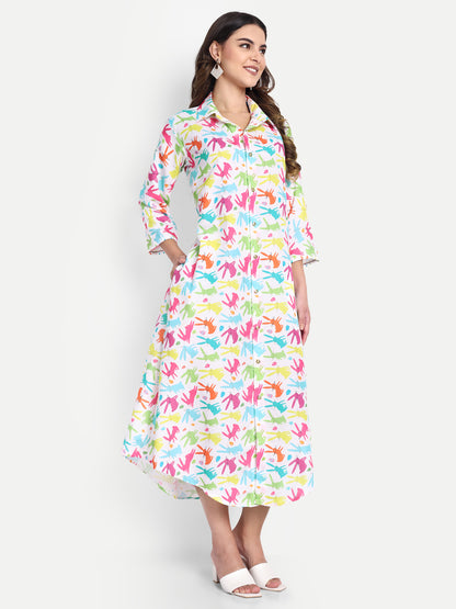 Women Ethnic Kurti – Long Kurti for Festive & Casual Wear white