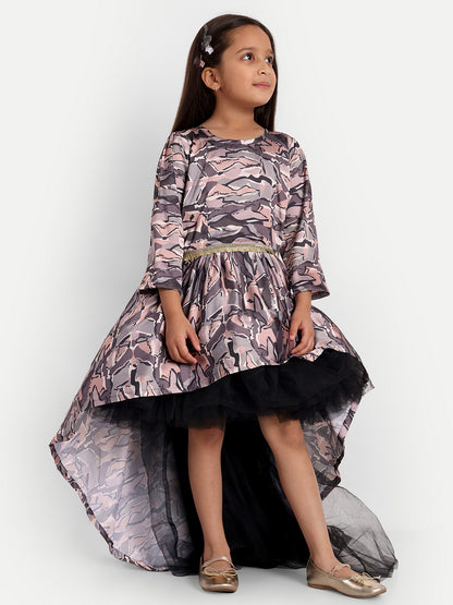 Stylish Girls Multicolor Satin Knee-Length Dress – Party & Occasion Wear